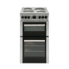 Beko BDV555AS 50cm Wide Double Oven Electric Cooker with Solid Hot Plate Hob Silver