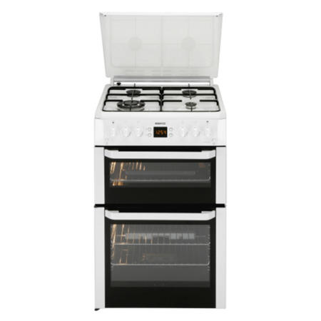 Beko BDVG697WP Double Oven 60cm Gas Cooker With Glass Lid White