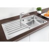 Single Bowl Inset Chrome Stainless Steel Kitchen Sink with Reversible Drainer - Blanco Lantos