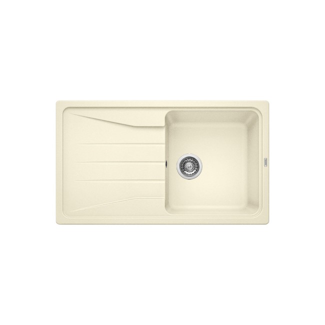 Single Bowl Cream Composite Kitchen Sink with Reversible Drainer - Blanco Sona 5 S Silgranit Puradur Ii