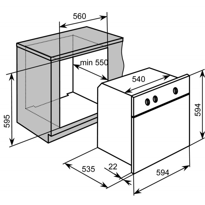 Baumatic BO610.5SS Stainless Steel Builtin Gas Single Oven