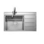 Single Bowl Inset Chrome Stainless Steel Kitchen Sink with Right Hand Drainer- Rangemaster Boston