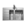 1.5 Bowl Inset Chrome Stainless Steel Kitchen Sink with Left Hand Drainer- Rangemaster Boston