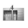 1.5 Bowl Inset Chrome Stainless Steel Kitchen Sink with Right Hand Drainer- Rangemaster Boston