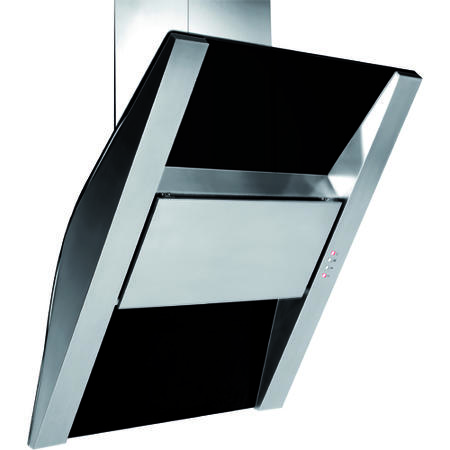 Baumatic BTC918GL Angled 90cm Chimney Cooker Hood Stainless Steel And Black Glass