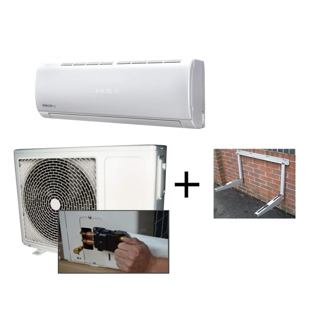 electriQ 12000 BTU  Quick Connector Inverter Wall Split Air Conditioner and Condenser Wall Mounting Bracket Bundle