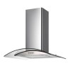 electriQ 80cm Curved Glass Stainless Steel Chimney Cooker Hood and Carbon Filter Pack +  2 FREE Carbon Filter Packs!  