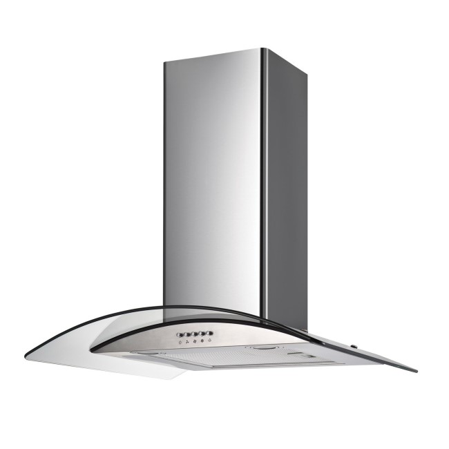 electriQ 80cm Curved Glass Stainless Steel Chimney Cooker Hood and Carbon Filter Pack +  2 FREE Carbon Filter Packs!  