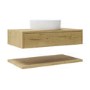 800mm Oak Wall Hung Countertop Vanity Unit with Round Basin and Shelves - Lugo