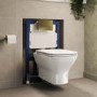Palma Wall Hung Toilet 820mm Pneumatic Frame & Cistern & Brushed Brass Flush Plate