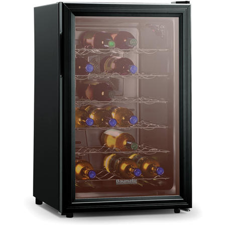Baumatic BW28BL Freestanding 28 Bottle Beverage Centre Black With Smoked Glass