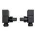 GRADE A2 - Matt Black Square Angled Radiator Valves - For Pipework Which Comes From The Wall