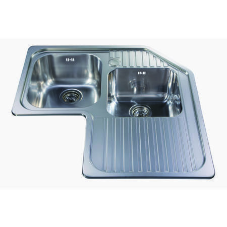 1 ¾ Bowl Chrome Stainless Steel Kitchen Sink with Right Hand Drainer - CDA