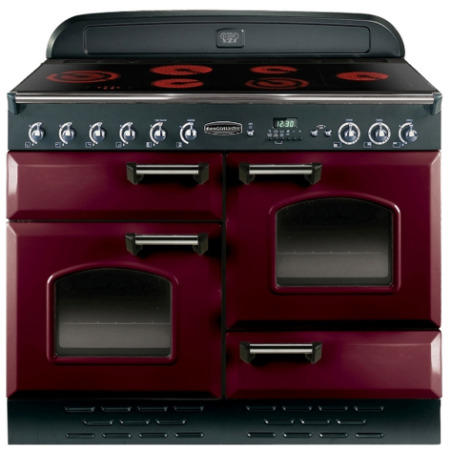 Rangemaster 84440 Classic Deluxe 110cm Electric Range Cooker With Ceramic Hob - Cranberry And Chrome