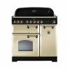 Rangemaster 81650 Classic Deluxe 90cm Electric Range Cooker With Ceramic Hob - Cream And Brass