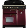 Rangemaster 90290 Classic Deluxe Cranberry And Brass 90cm Electric Range Cooker With Induction Hob