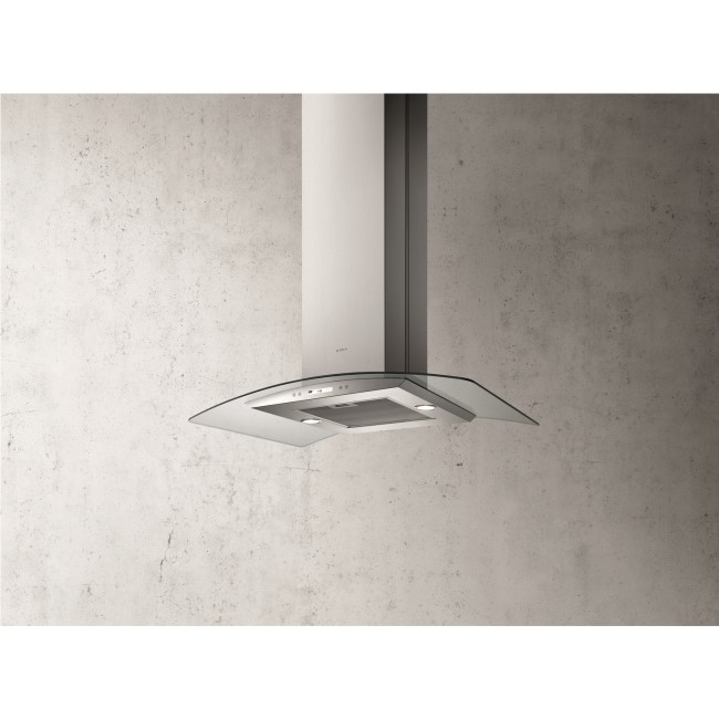Elica CIRCUS-HE-ISL High Performance Curved Glass 90cm Island Cooker Hood Stainless Steel