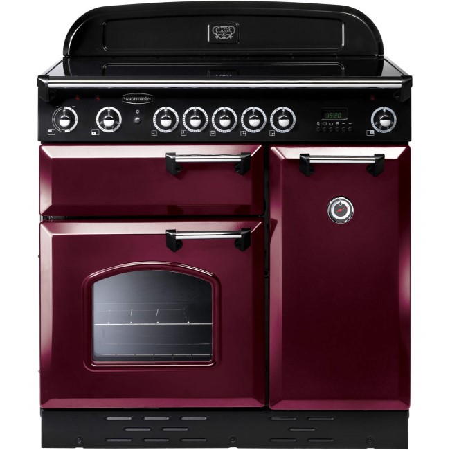 Rangemaster 87690 Classic 90cm Electric Range Cooker With Induction Hob - Cranberry And Chrome