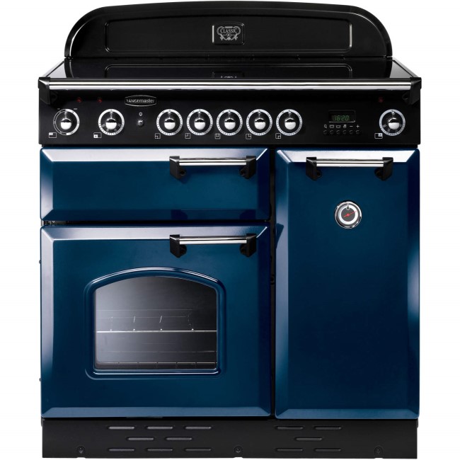 Rangemaster 77860 Classic 90cm Electric Range Cooker With Ceramic Hob - Blue And Chrome