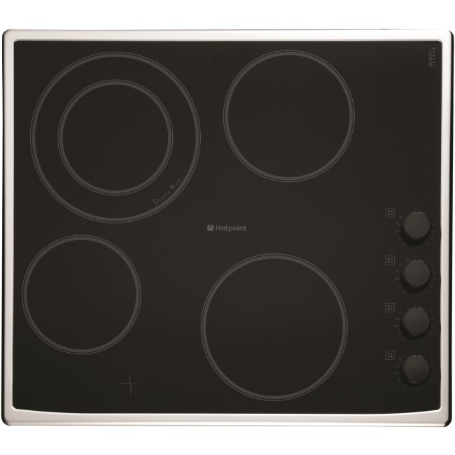 Hotpoint CRM641DX 60cm Ceramic Hob with Stainless Steel Frame in Black