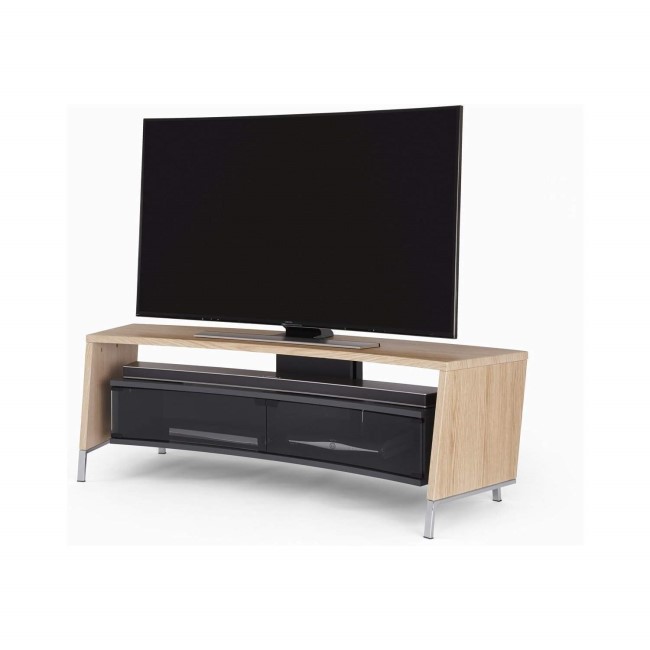Off The Wall Curved 1500 Light Wood Oak Effect  TV Cabinet - Up to 65 Inch