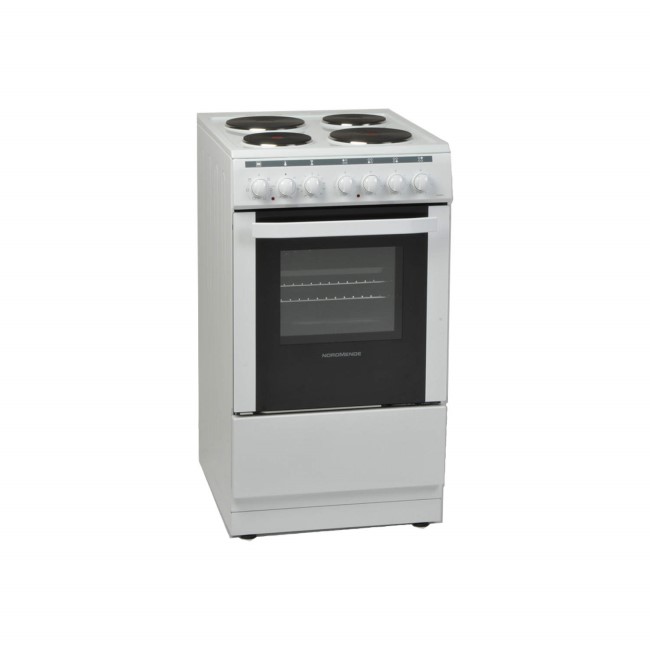 NordMende CSE50WH Single Cavity White 50cm Electric Cooker With Solid Plates