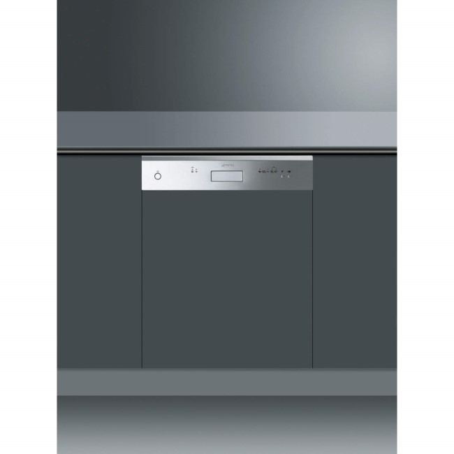 Smeg DDC6-1 Cucina 12 Place Semi Integrated Dishwasher - Finger-friendly Stainless Steel Panel
