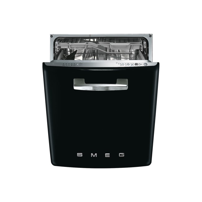Smeg 50's Retro Style DI6FABBL 13 Place Semi Integrated Dishwasher - Black Door