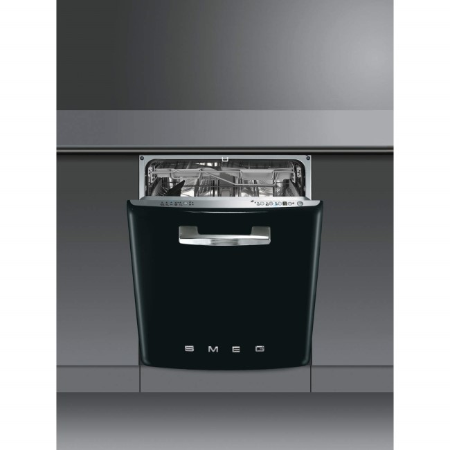 Smeg DI6FABNE2 Fifties Style Integrated Dishwasher With Black Door