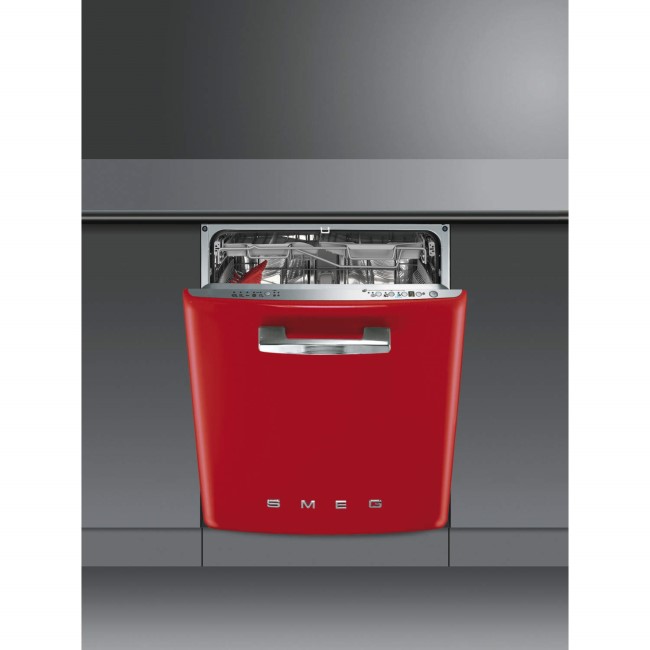 Smeg DI6FABR2 Fifties Style Integrated Dishwasher With Red Door