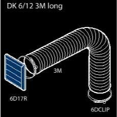 Elica DK6/12 150mm wide 3m Long Round Flexi Ducting Kit with Gravity Flap