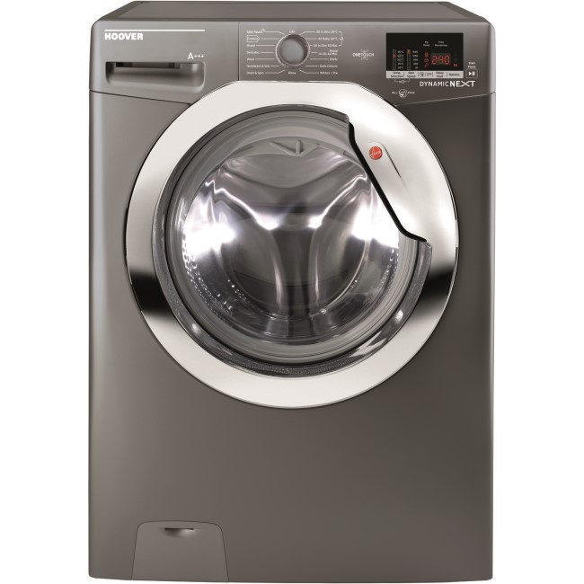 Hoover DXOC49AC3R Dynamic Next 9kg 1400 rpm Freestanding Washing Machine With One Touch And 14 Minute Wash - Graphite With Chrome Door