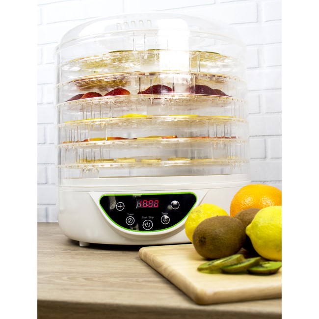 GRADE A1 - electriQ Digital Food Dehydrator & Dryer - with 6 Collapsible Shelves and 48 Hour Timer