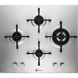 Electrolux EGU6343LOX Four Burner Gas Hob With Cast Iron Pan Stands Stainless Steel
