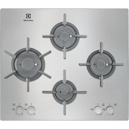 Electrolux EGU6647LOX Four Burner Gas Hob With Cast Iron Pan Stands Stainless Steel