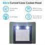 electriQ 60cm Curved Glass Push Button Control Chimney Cooker Hood - Black