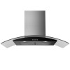 GRADE A1 - electriQ 90cm Stainless Steel Curved Glass Chimney Cooker Hood 