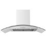 GRADE A2 - electriQ 90cm White Curved Glass Push Button Control Chimney Cooker Hood 