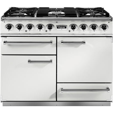Falcon 82310 - 1092 Deluxe 110cm Dual Fuel Range Cooker - White And Nickel - Gloss Pan Stands