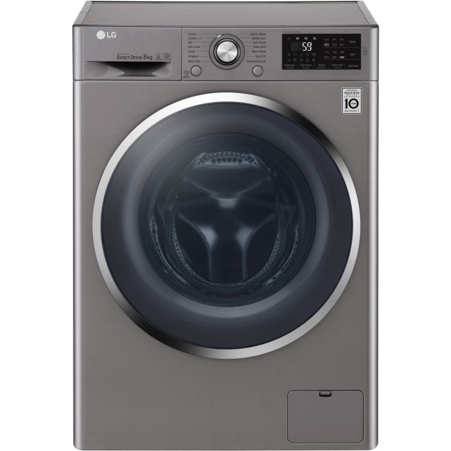 LG F4J6TN2S DirectDrive SmartThink Connectivity 8kg 1400rpm Freestanding Washing Machine-Shine Steel