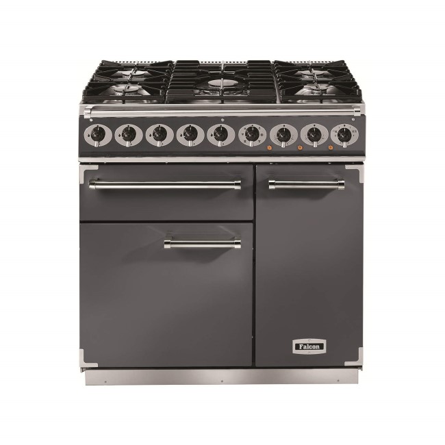 Falcon 10252 - 900 Deluxe 90cm Dual Fuel Range Cooker - Slate - Gloss Pan Stands