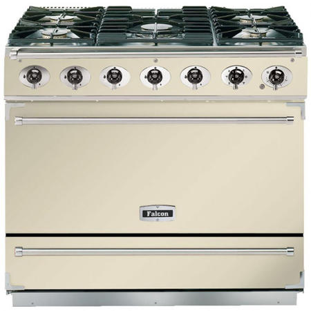 Falcon 87390 - 900S Dividable Single Oven 90cm Dual Fuel Range Cooker - Cream And Chrome - Gloss Stands