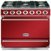 Falcon 85900 - 900S Dividable Single Oven 90cm Dual Fuel Range Cooker - Cherry Red And Brushed Chrome - Gloss Stands