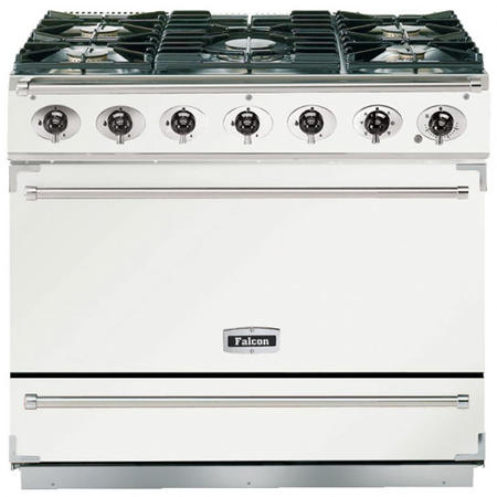 Falcon 87480 - 900S Dividable Single Oven 90cm Dual Fuel Range Cooker - White And Brushed Chrome - Matt Stands