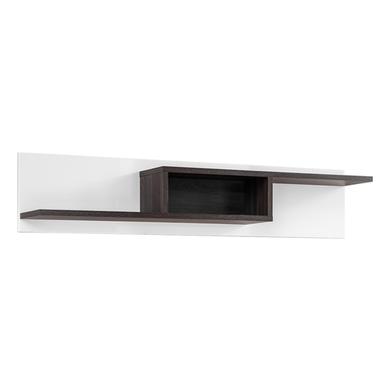 Floating TV Shelf in White High Gloss & Dark Wood - TV's up to 60" - Neo