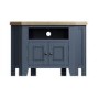 Navy Solid Oak Corner TV Stand with Storage - TV's up to 43" - Pegasus