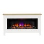White Freestanding Electric Fireplace Suite with Realistic Log Fuel Bed - Be Modern Poulton