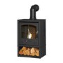 Adam Bio Ethanol Stove with Log Storage in Charcoal Grey with Angled Stove Pipe