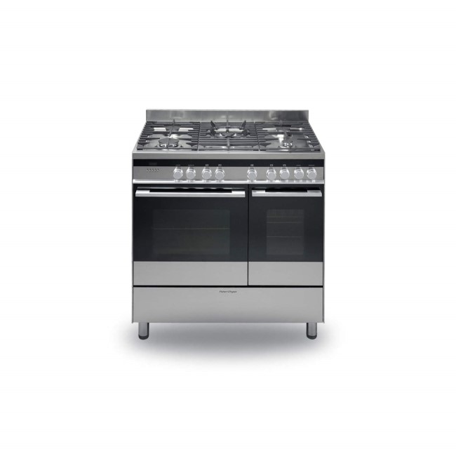 Fisher & Paykel OR90LDBGFX3 81565 90cm Wide Dual Fuel Double Oven Range Cooker - Brushed Stainless Steel