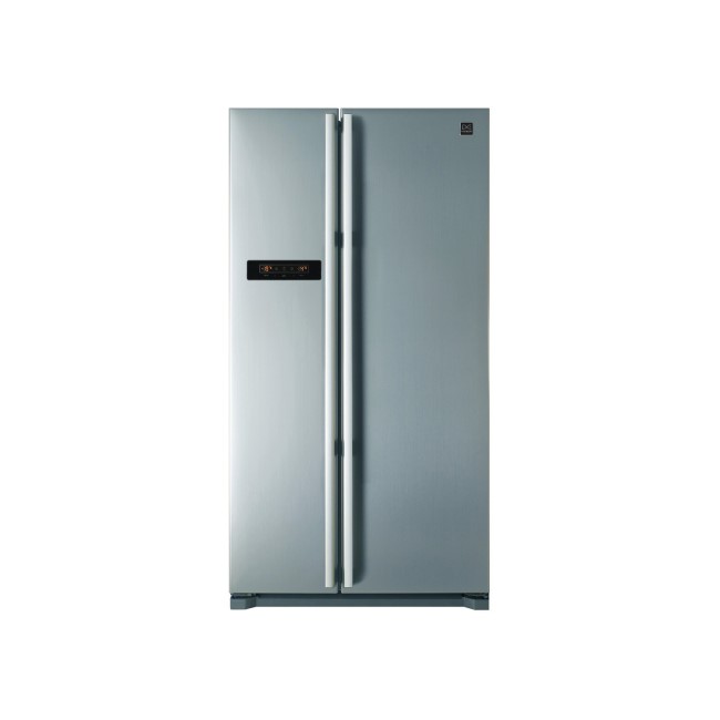 GRADE A2 - Daewoo FRAX22B3S Side-by-side American Fridge Freezer With LED Display Silver